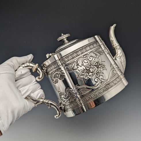 約 1890 年英國古董鍍銀茶壺 James Dixon & Sons